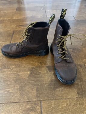 Dr. Martens Brown Leather Combat Boots - Ladies